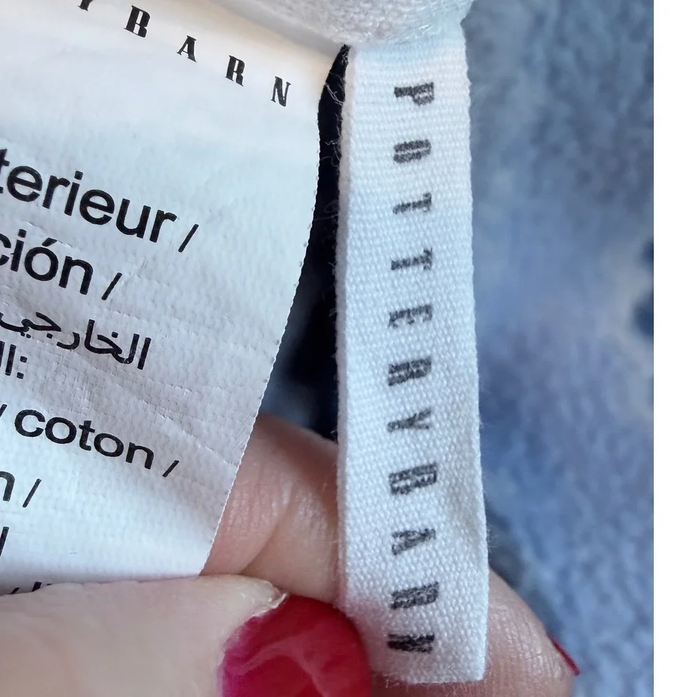 Pottery Barn White Quilted Cotton Linen Euro Sham 26x26 Geometric Diamond Tie